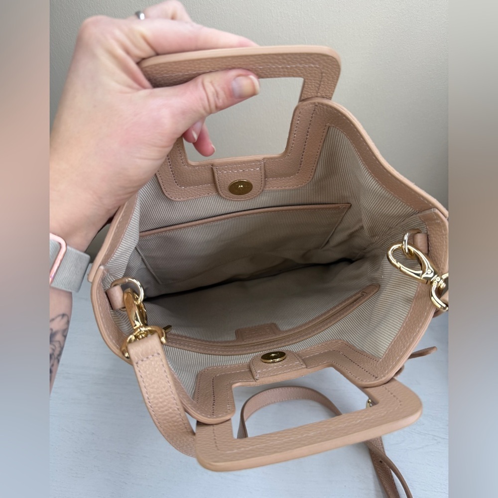 TMRW STUDIO Blush Milo Fold Over Suede Bag Crossbody Top Handle Anthropologie - Picture 13 of 15